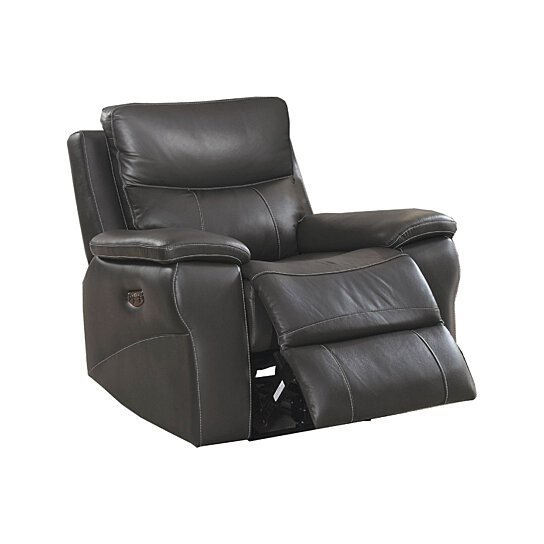 Saltoro Sherpi Faux Leather Upholstered Wooden Recliner with Spl